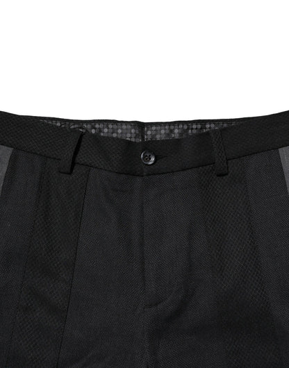 Dolce &amp; Gabbana Black Gray Cotton Tapered Men Pants