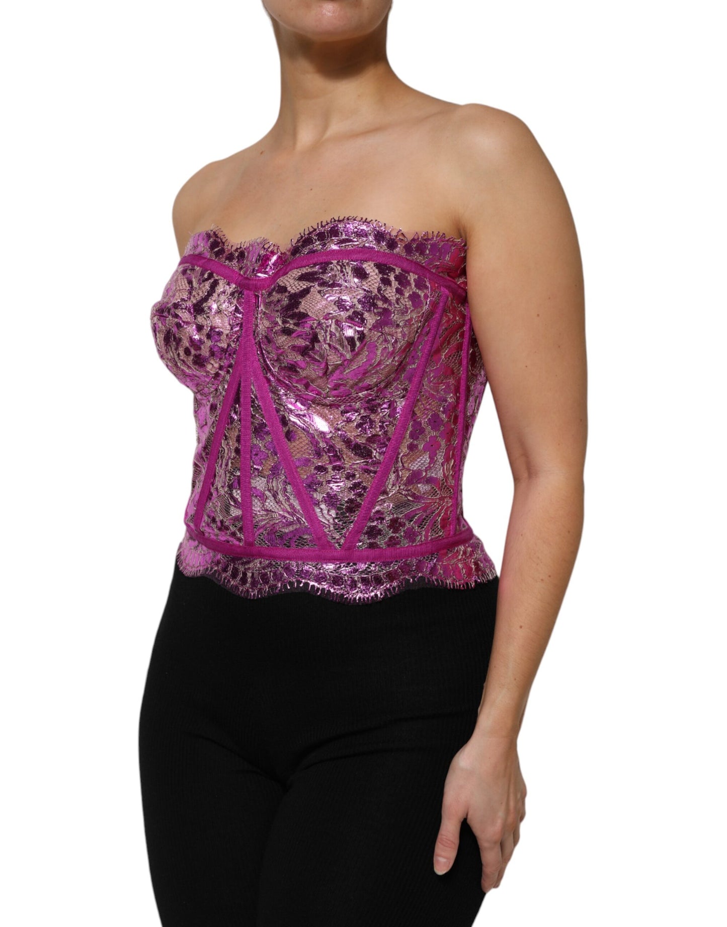 Dolce &amp; Gabbana Pink Bustier Sleeveless Corset Blouse Top