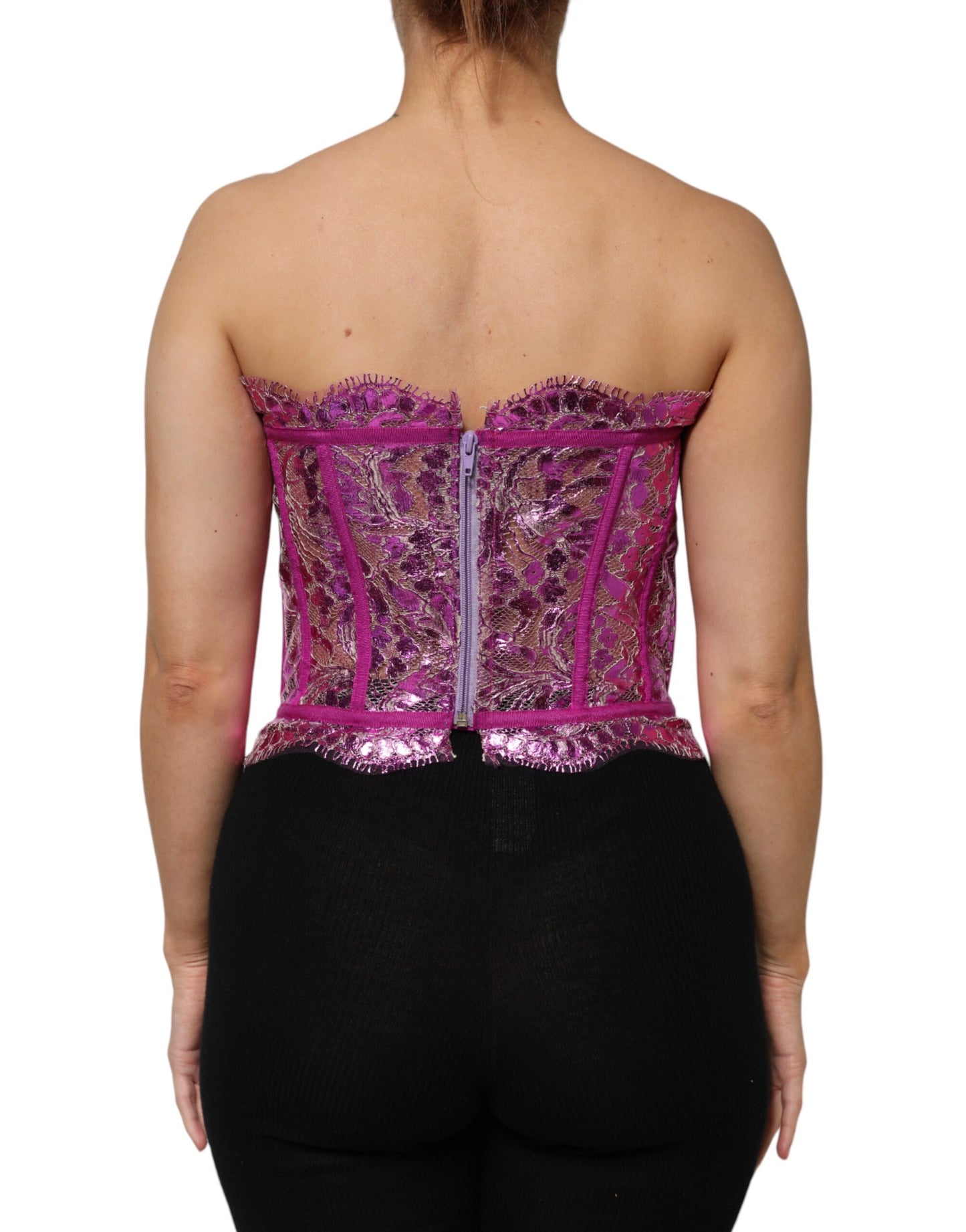 Dolce &amp; Gabbana Pink Bustier Sleeveless Corset Blouse Top