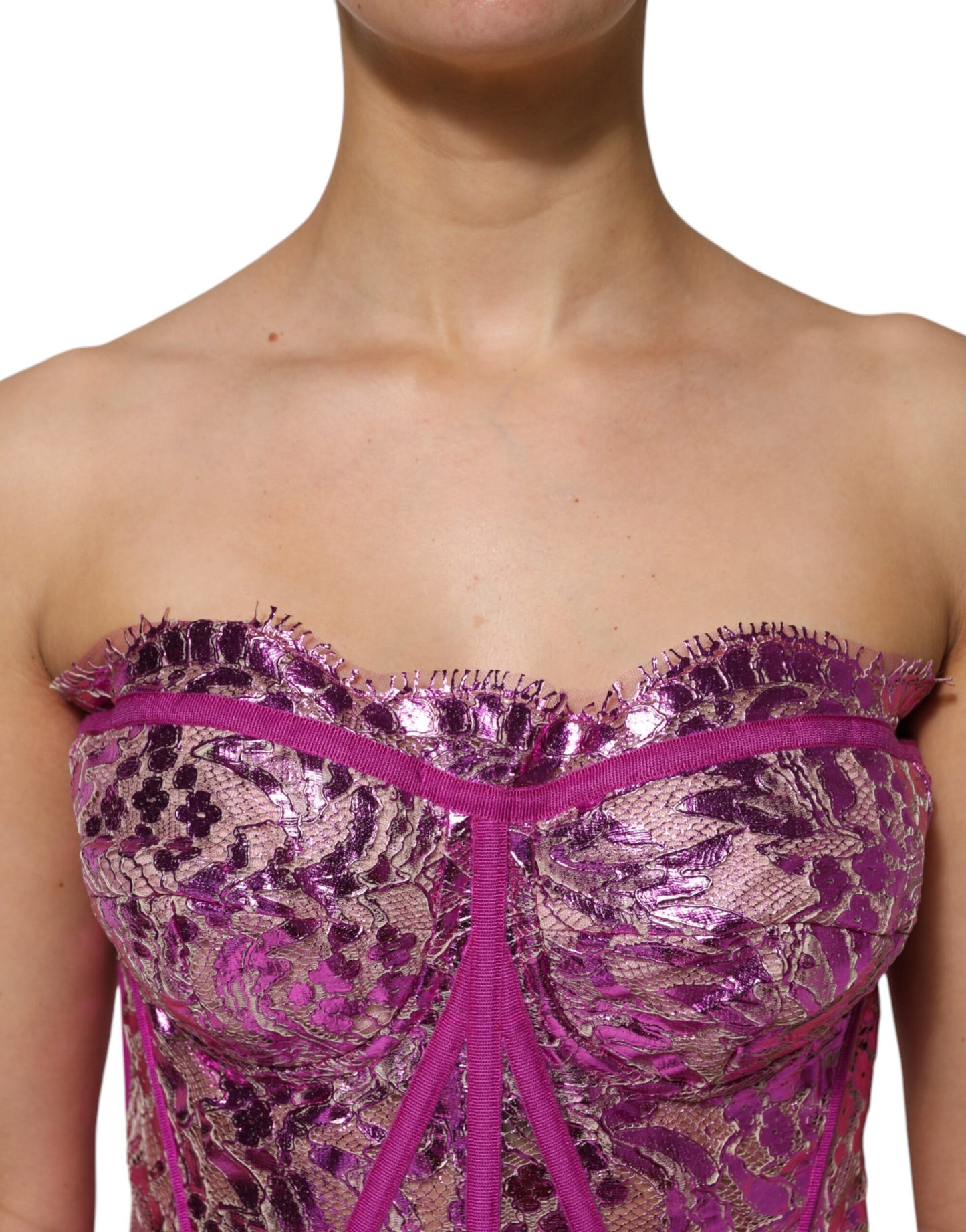 Dolce &amp; Gabbana Pink Bustier Sleeveless Corset Blouse Top