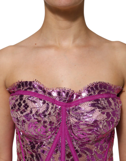 Dolce &amp; Gabbana Pink Bustier Sleeveless Corset Blouse Top