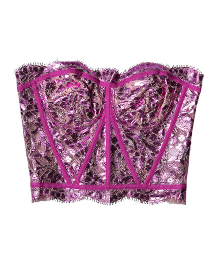 Dolce &amp; Gabbana Pink Bustier Sleeveless Corset Blouse Top
