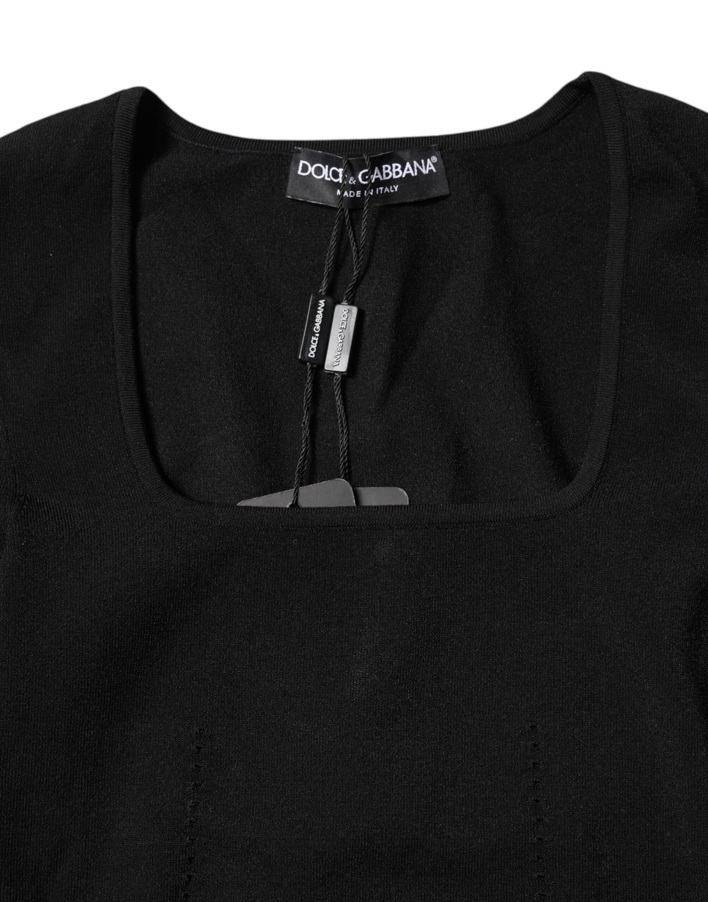 Dolce &amp; Gabbana Black Square Neck Long Sleeves Pullover Top