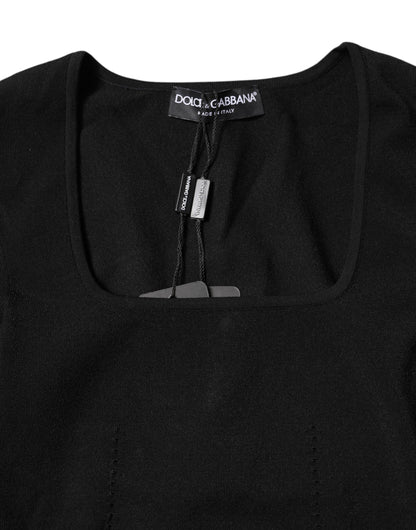 Dolce &amp; Gabbana Black Square Neck Long Sleeves Pullover Top