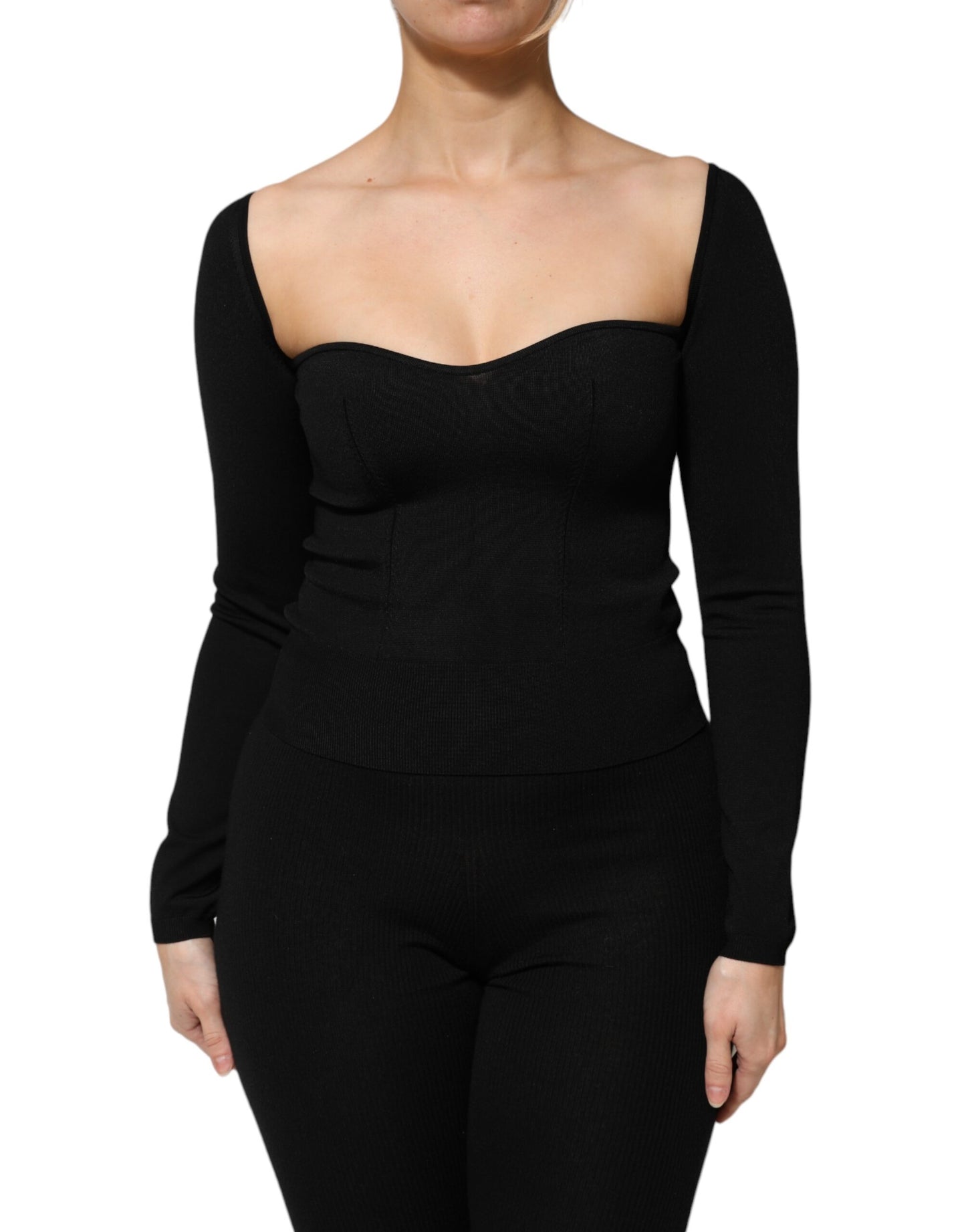 Dolce &amp; Gabbana Black Viscose Long Sleeve Pullover Blouse Top