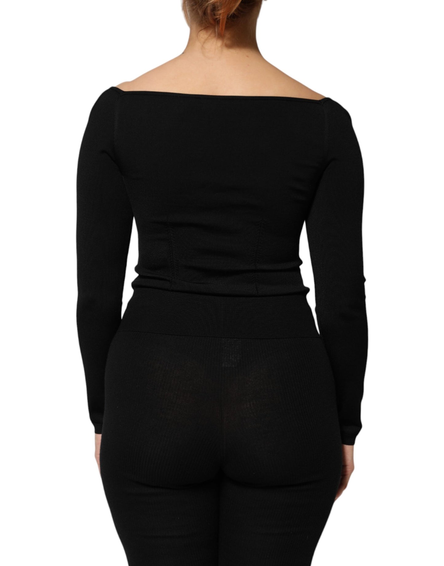 Dolce &amp; Gabbana Black Viscose Long Sleeve Pullover Blouse Top
