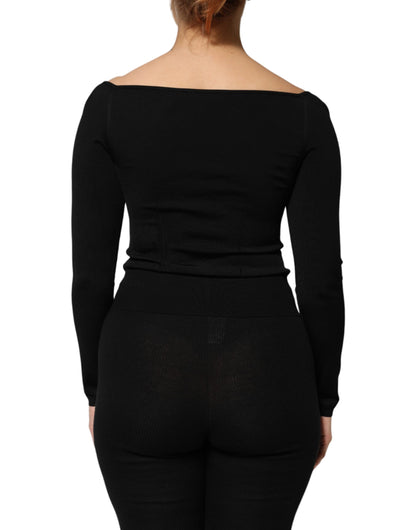 Dolce &amp; Gabbana Black Viscose Long Sleeve Pullover Blouse Top