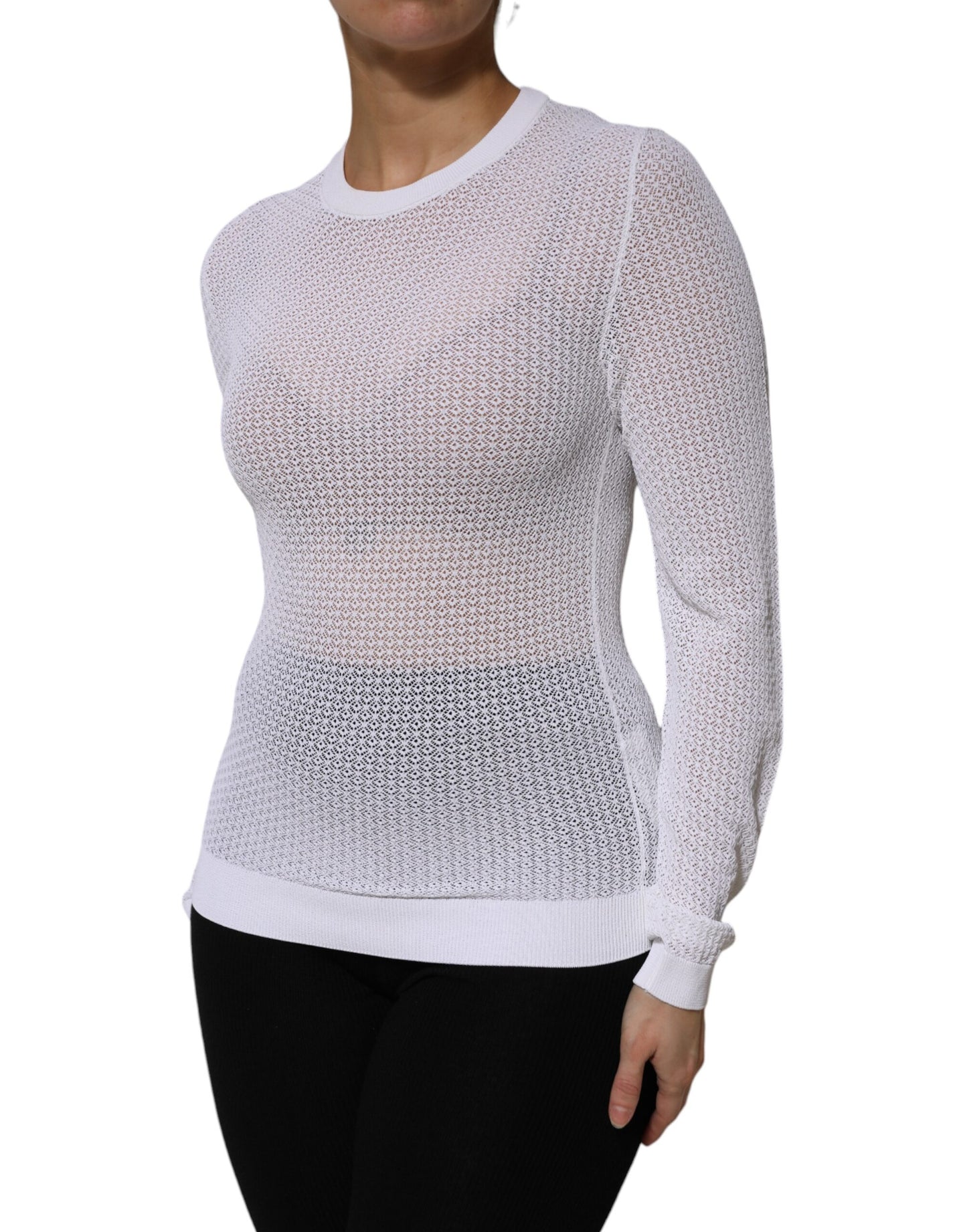 Dolce &amp; Gabbana White Round Neck Long Sleeves Pullover Top