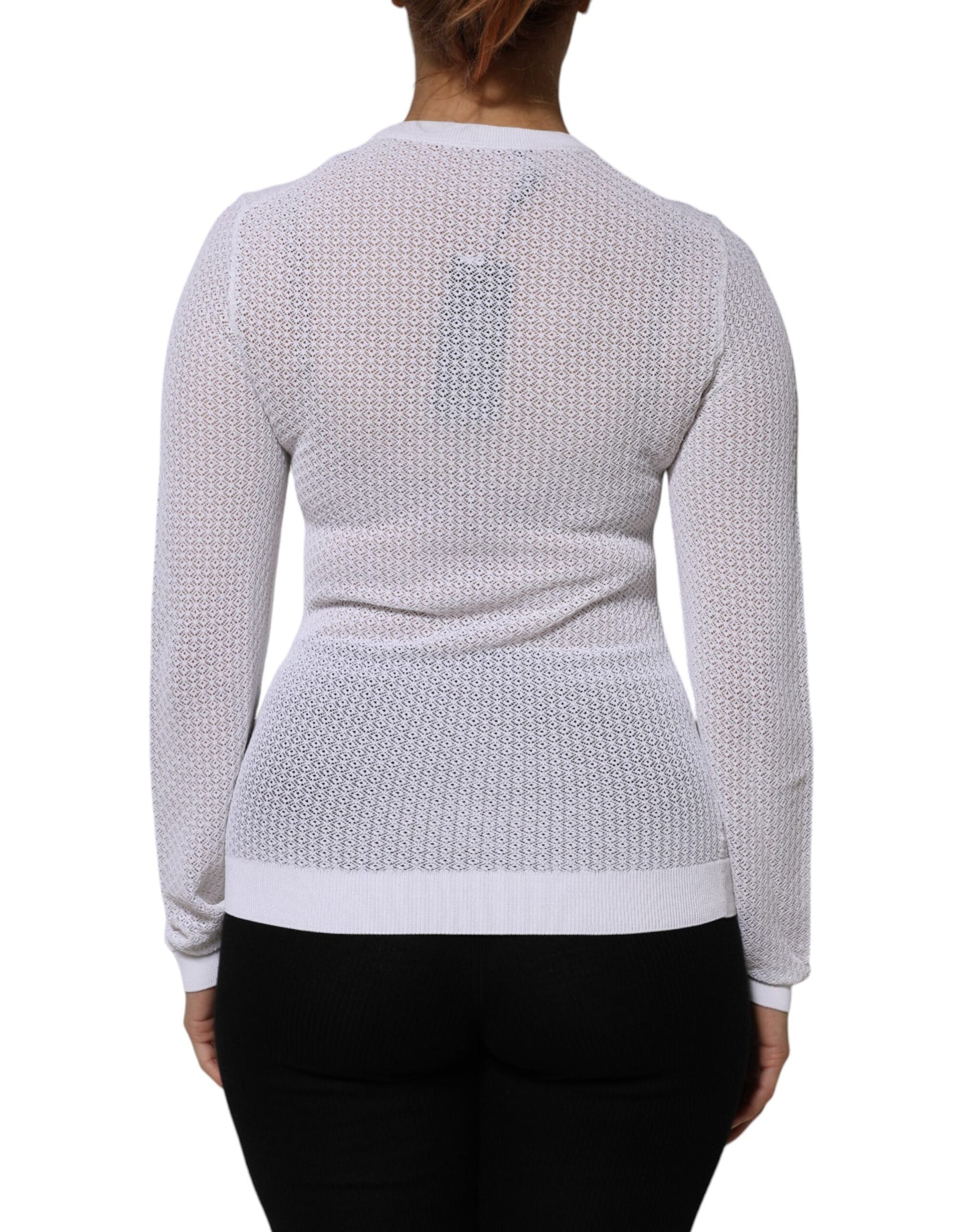 Dolce &amp; Gabbana White Round Neck Long Sleeves Pullover Top