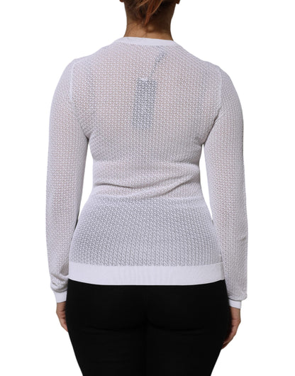 Dolce &amp; Gabbana White Round Neck Long Sleeves Pullover Top