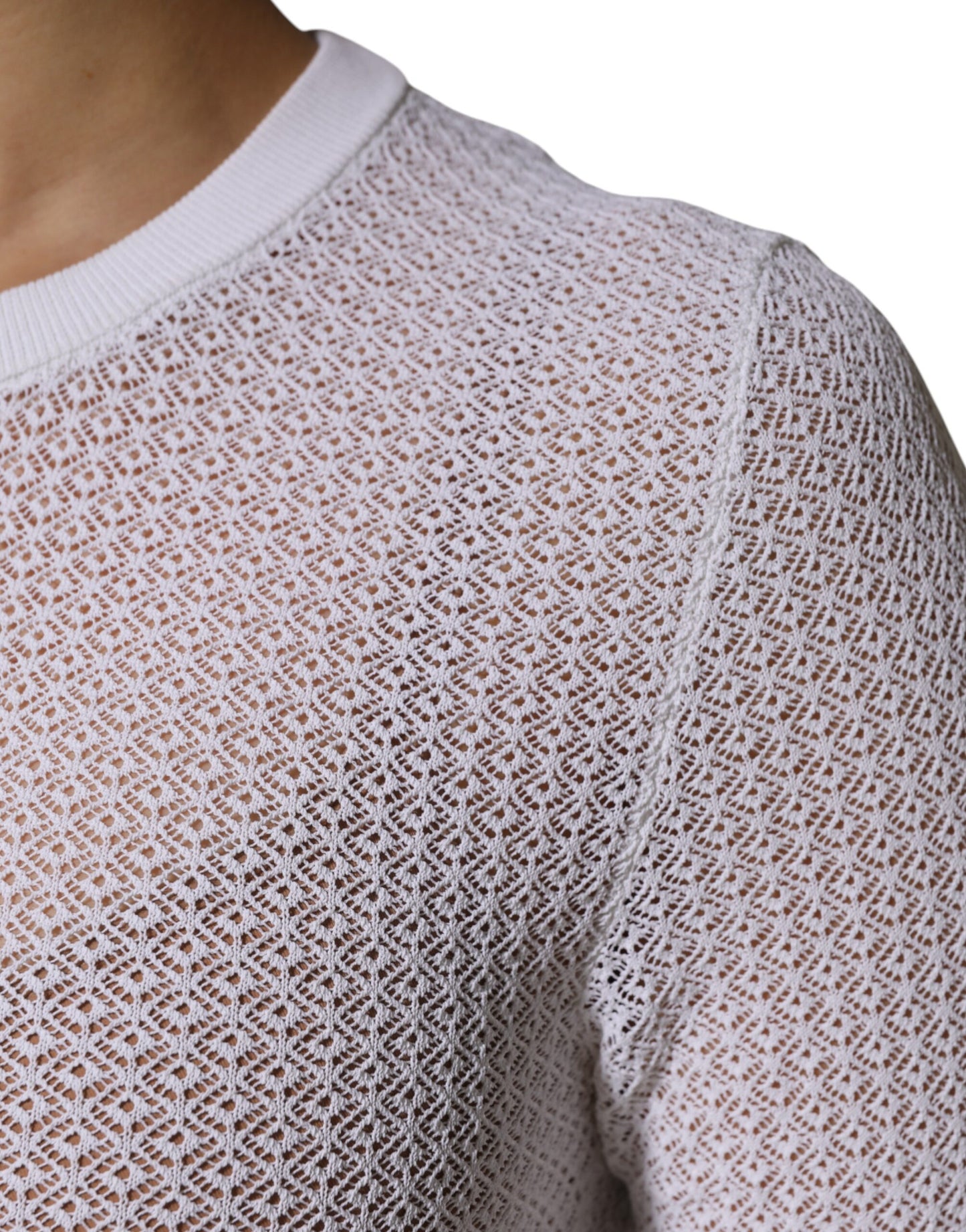 Dolce &amp; Gabbana White Round Neck Long Sleeves Pullover Top
