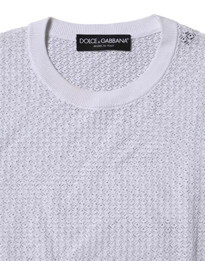 Dolce &amp; Gabbana White Round Neck Long Sleeves Pullover Top