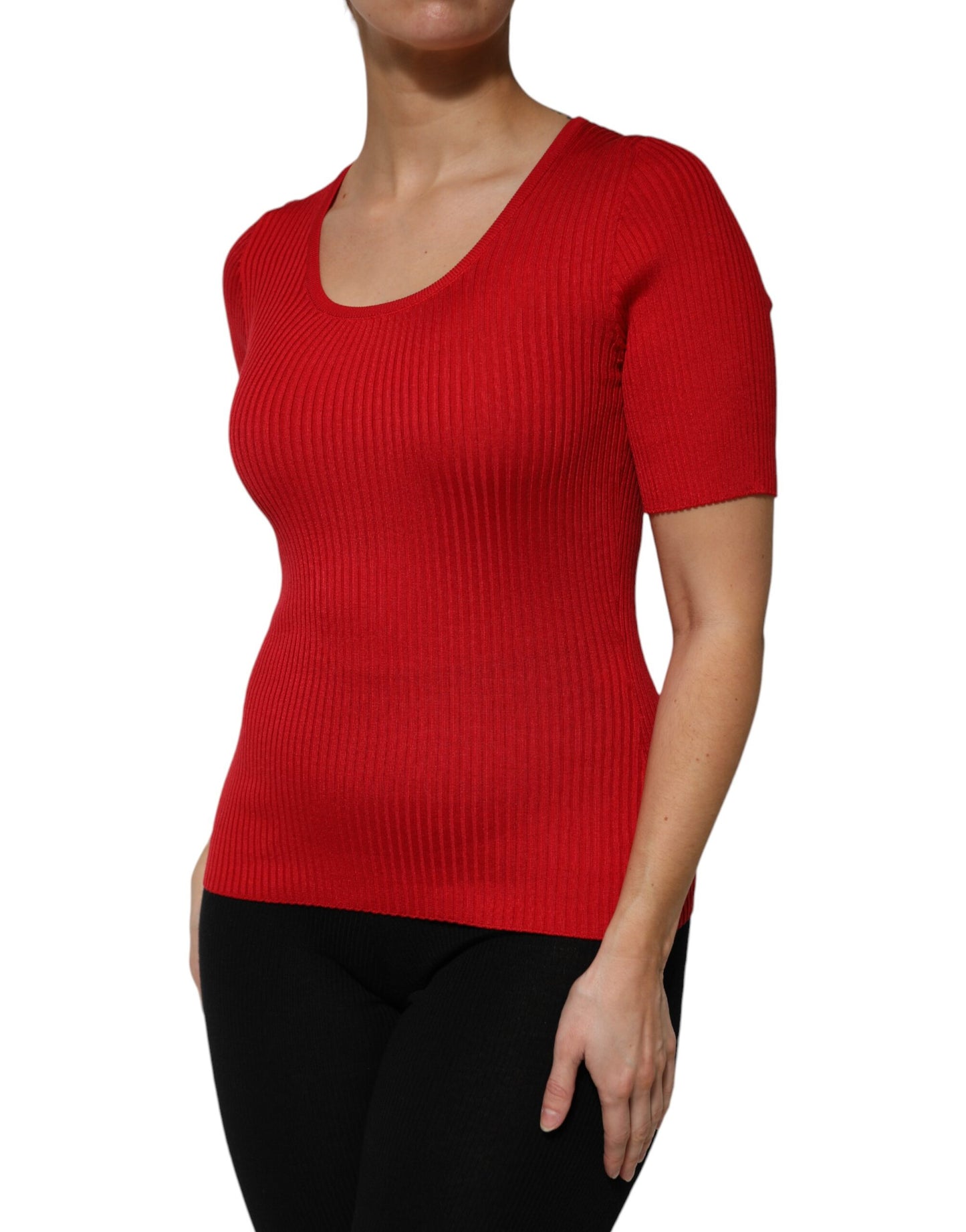 Dolce &amp; Gabbana Red Round Neck Short Sleeves Pullover Top
