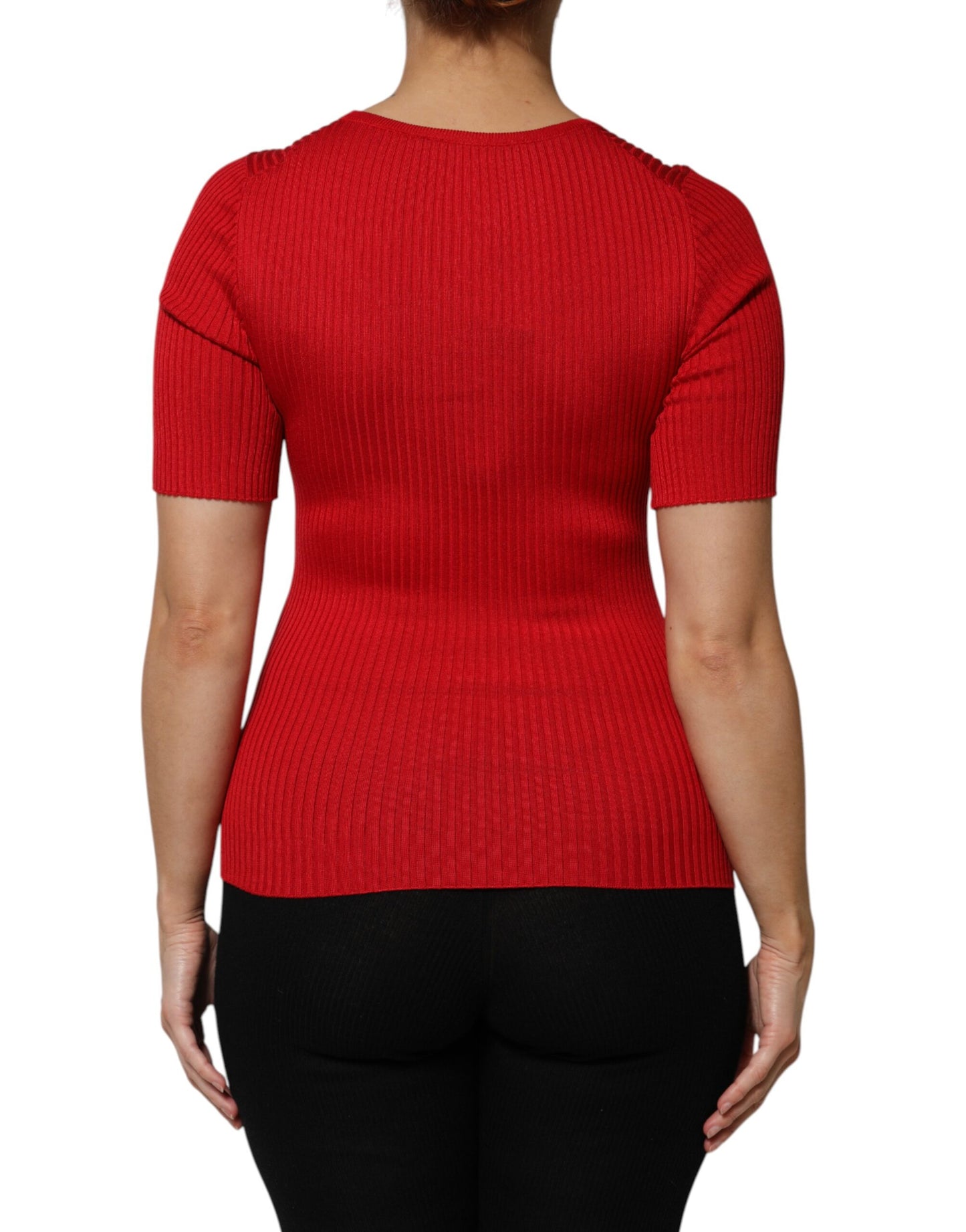 Dolce &amp; Gabbana Red Round Neck Short Sleeves Pullover Top