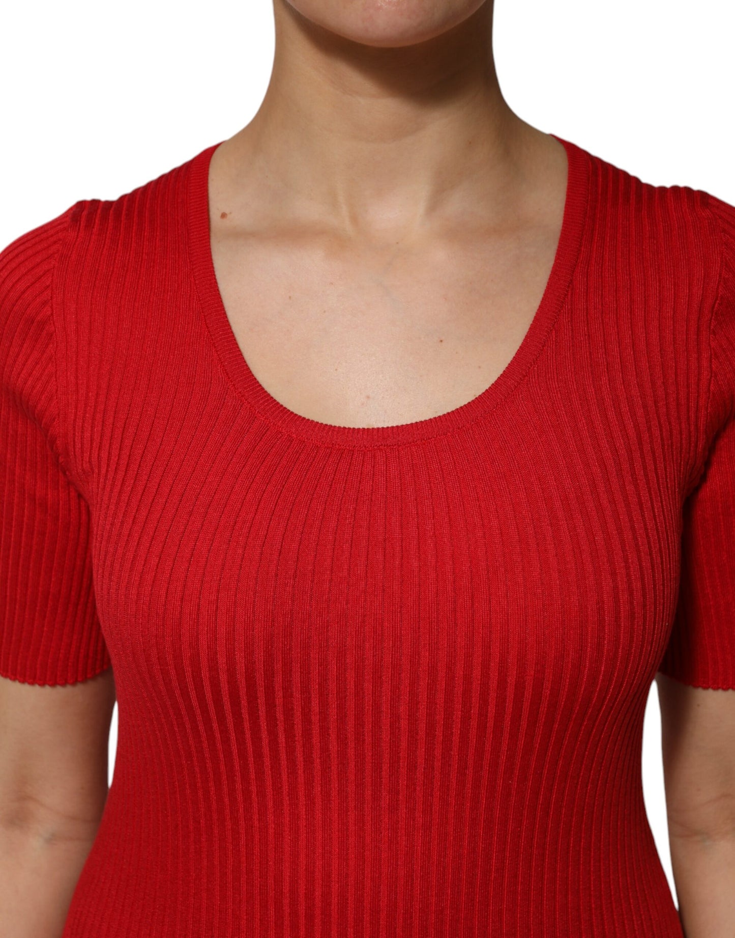 Dolce &amp; Gabbana Red Round Neck Short Sleeves Pullover Top