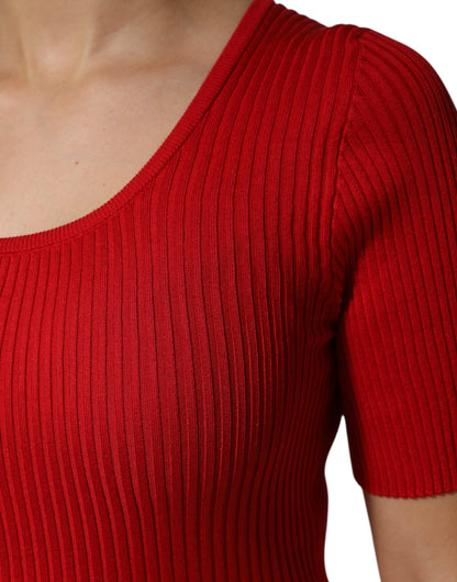 Dolce &amp; Gabbana Red Round Neck Short Sleeves Pullover Top