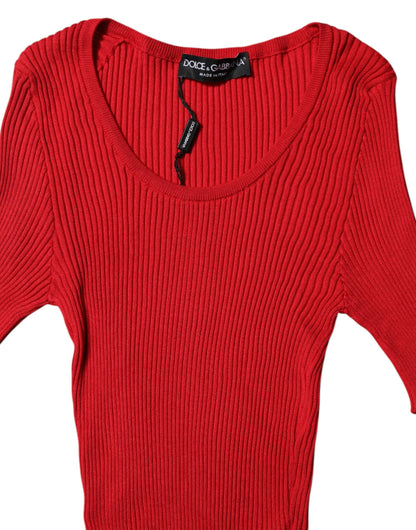 Dolce &amp; Gabbana Red Round Neck Short Sleeves Pullover Top