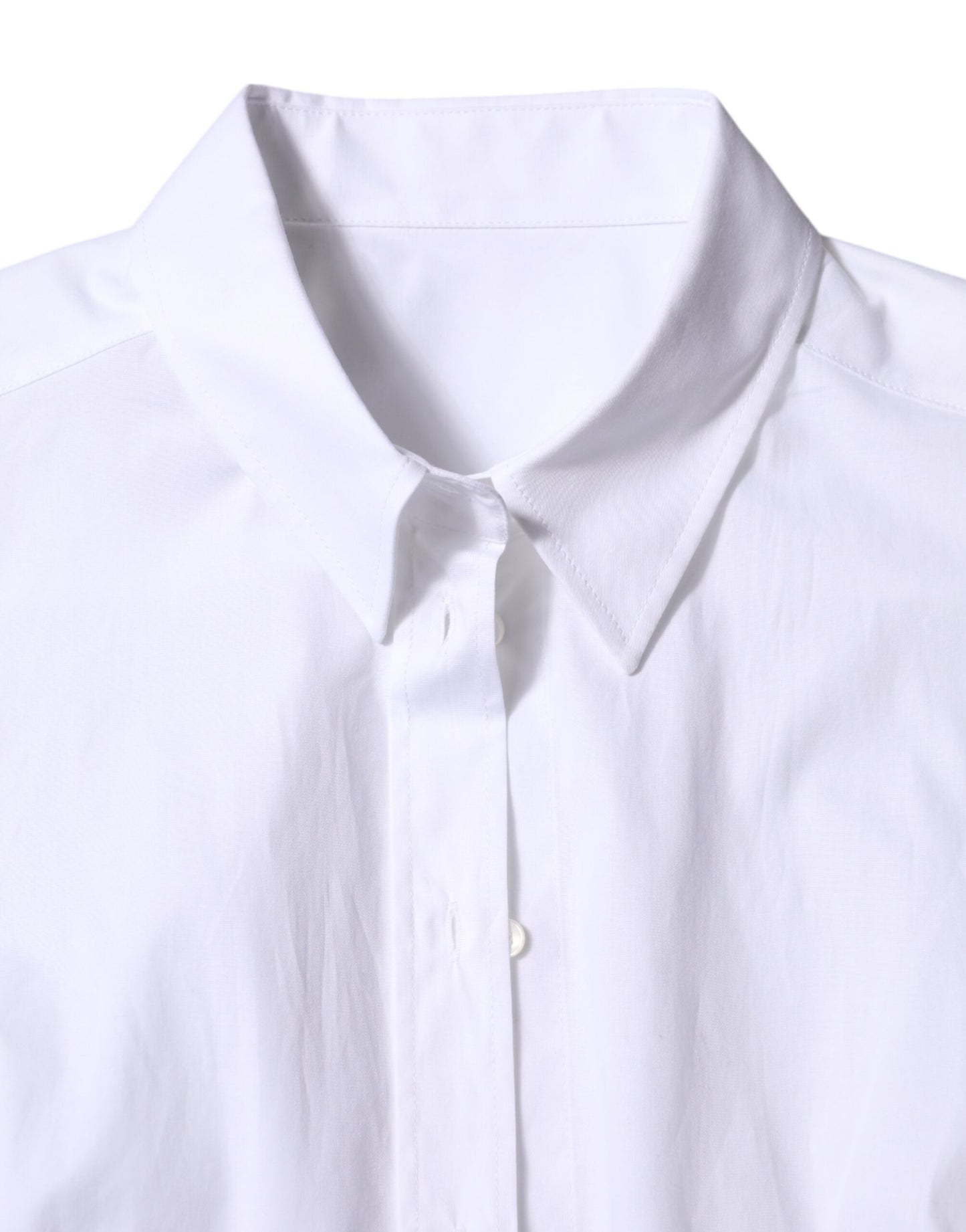 Dolce &amp; Gabbana White Cotton Collared Long Sleeves Shirt Top