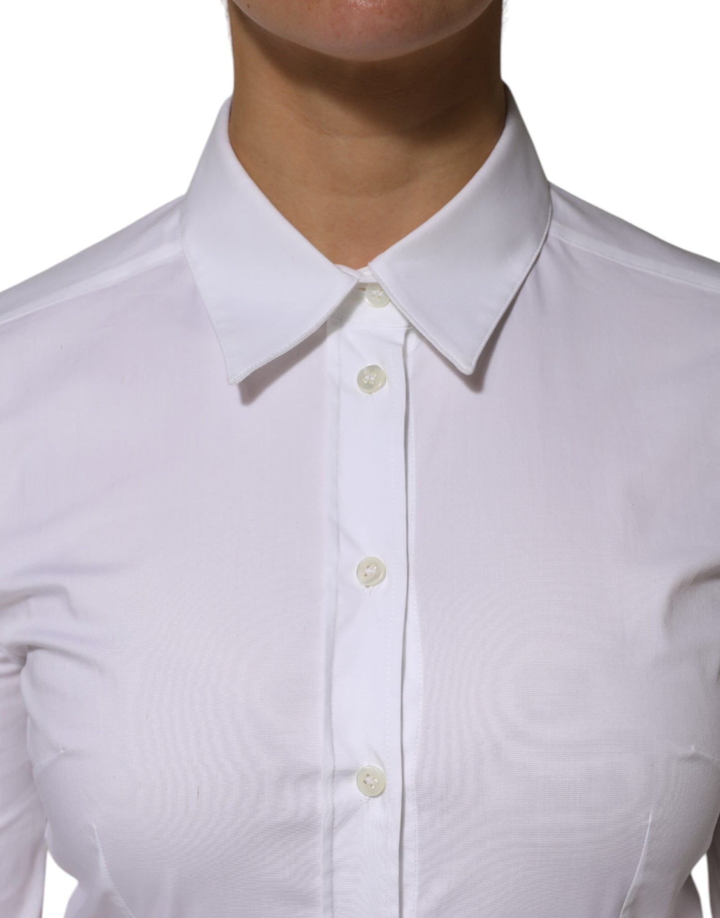 Dolce &amp; Gabbana White Cotton Collared Long Sleeves Shirt Top