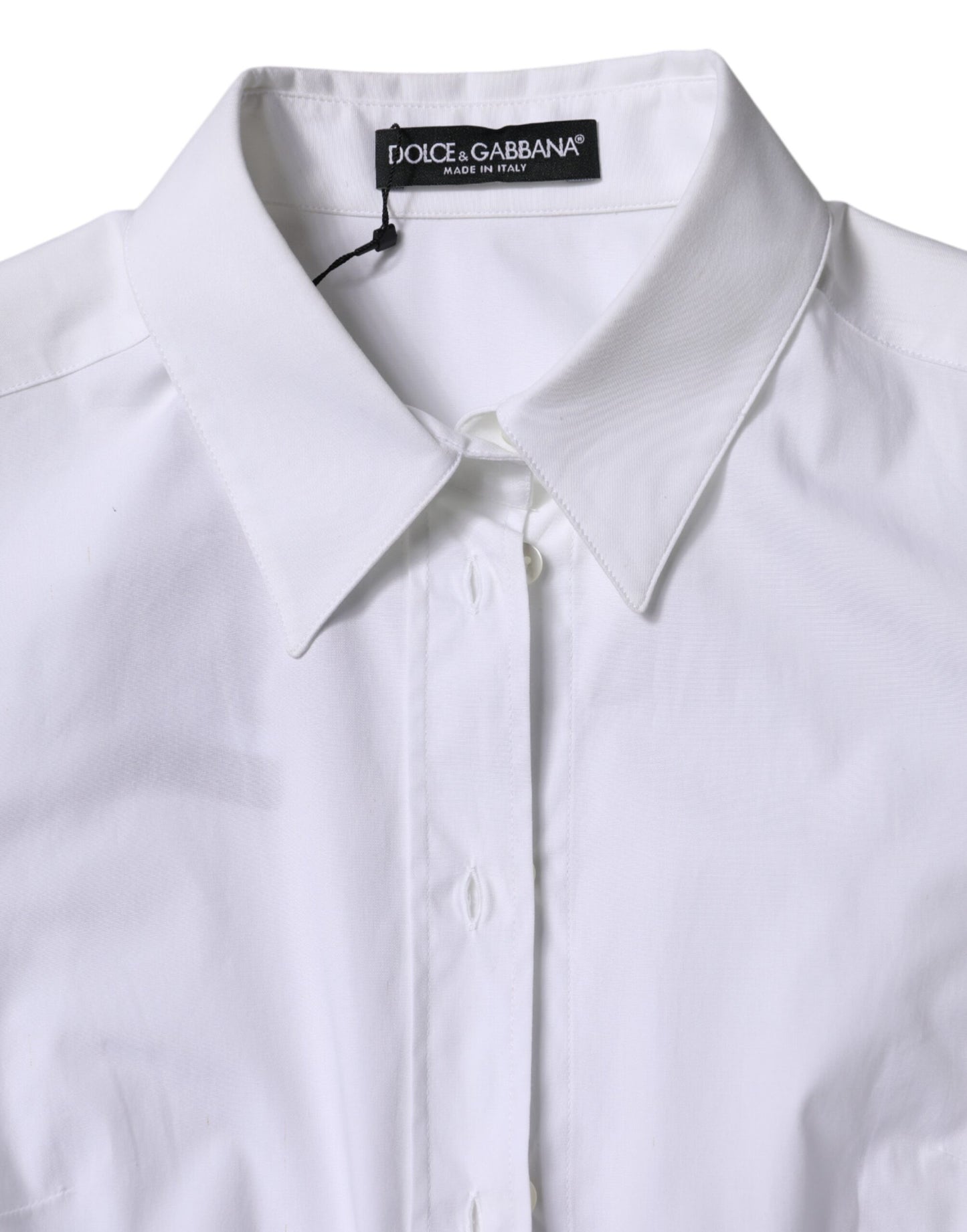 Dolce &amp; Gabbana White Cotton Collared Long Sleeves Shirt Top