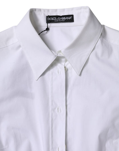 Dolce &amp; Gabbana White Cotton Collared Long Sleeves Shirt Top