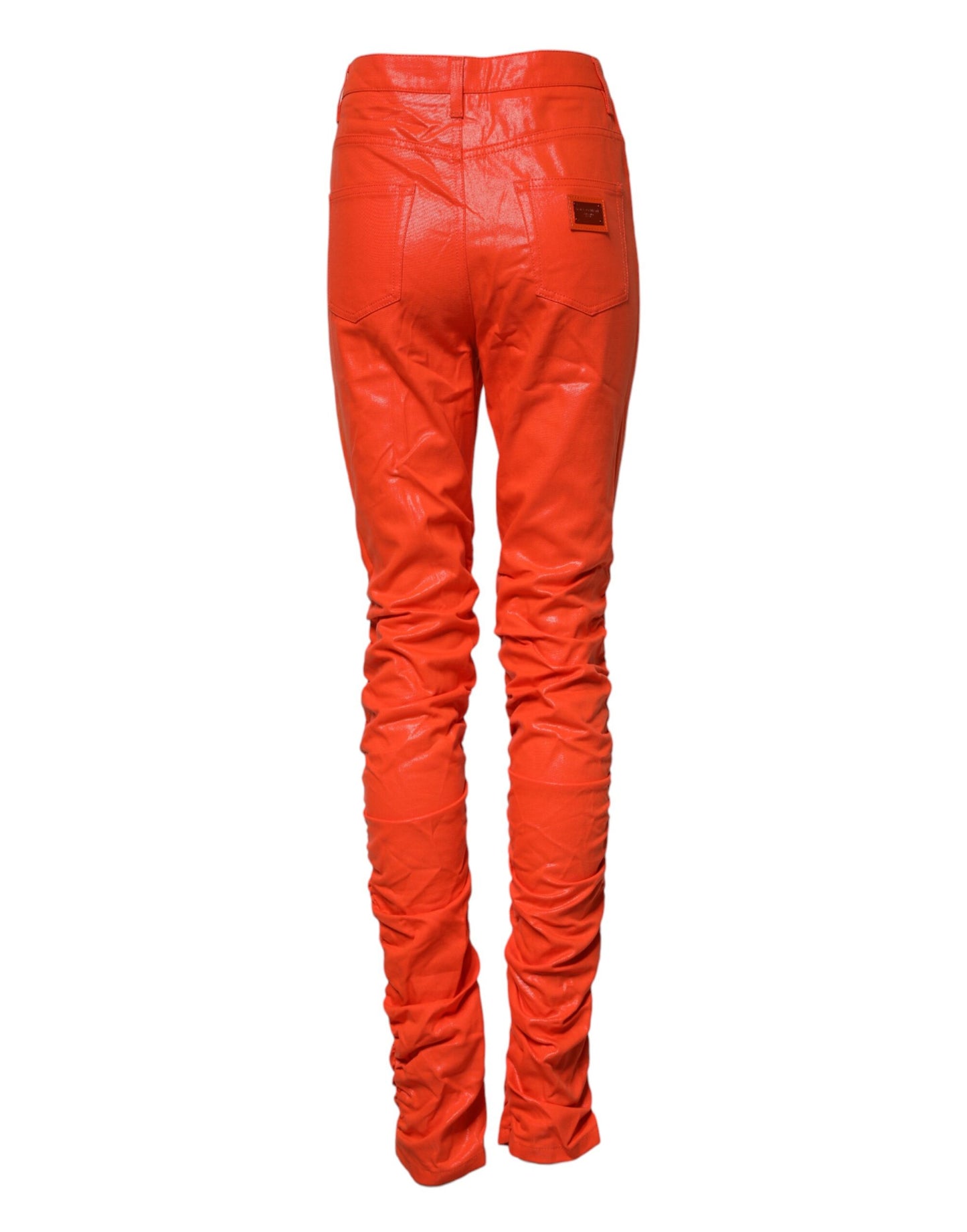 Dolce &amp; Gabbana Orange Cotton High Waisted Denim Jeans