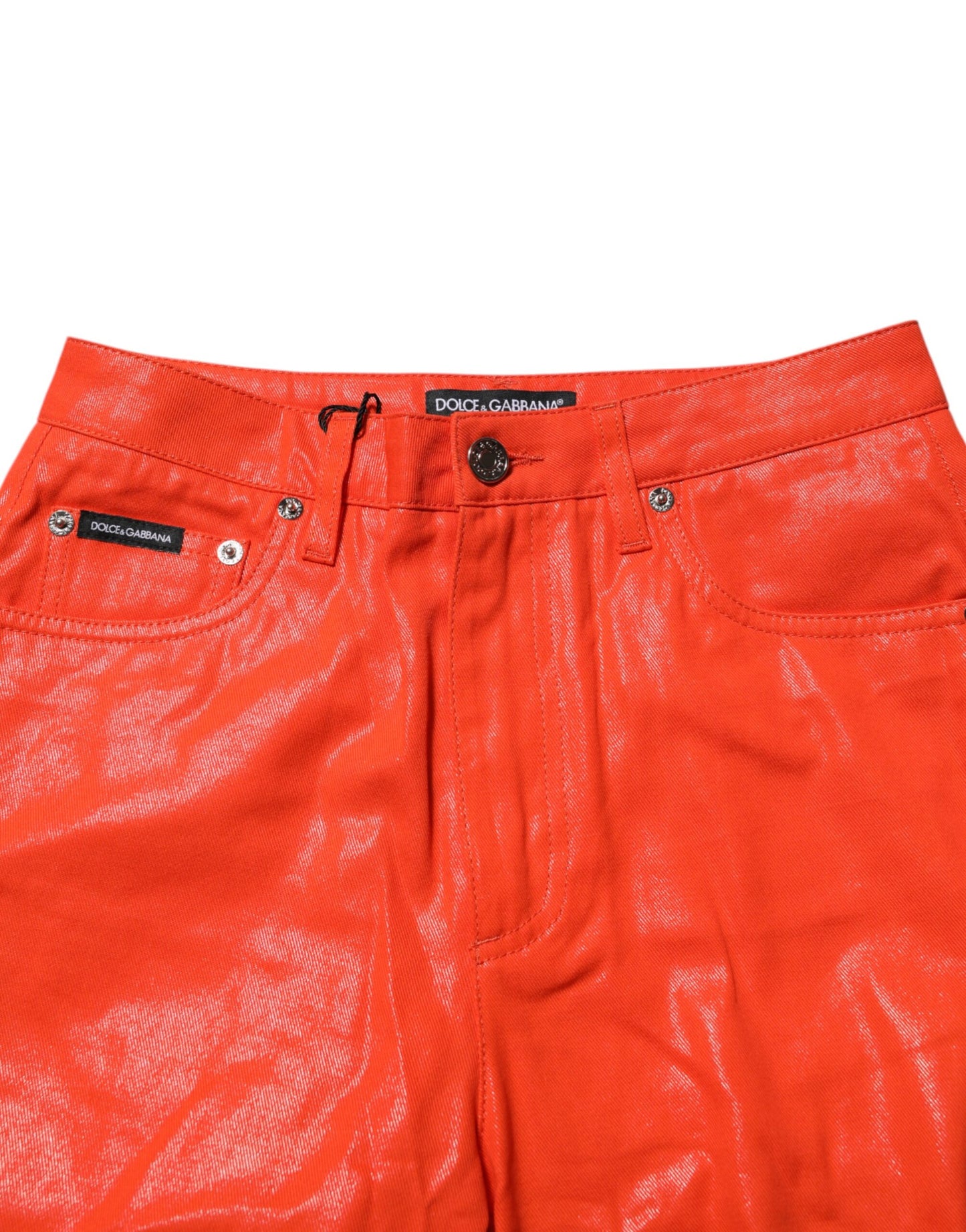 Dolce &amp; Gabbana Orange Cotton High Waisted Denim Jeans
