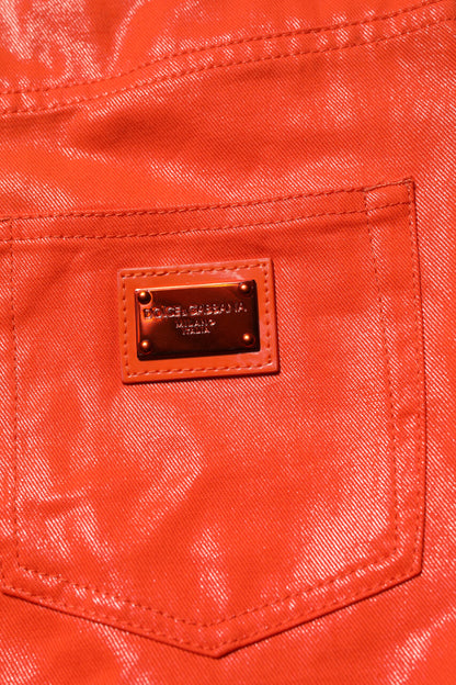 Dolce &amp; Gabbana Orange Cotton High Waisted Denim Jeans