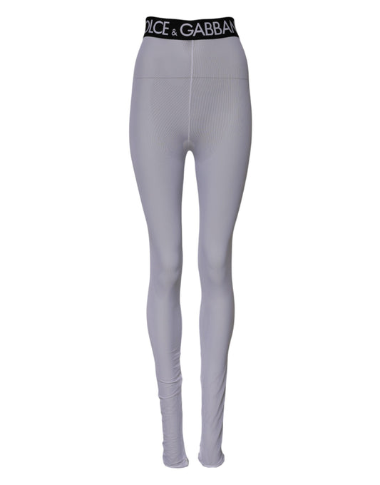 Dolce &amp; Gabbana Gray Nylon DG Logo Mid Waisted Leggings Pants