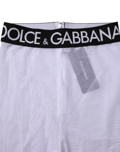 Dolce &amp; Gabbana Gray Nylon DG Logo Mid Waisted Leggings Pants