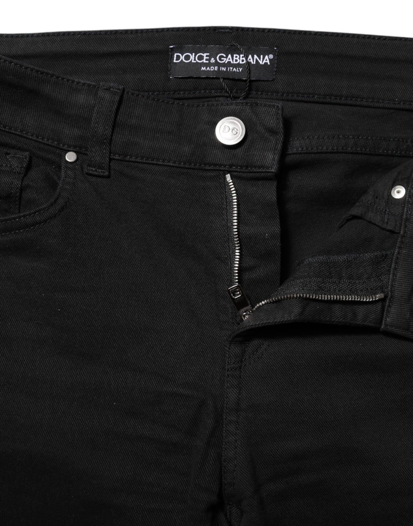 Dolce &amp; Gabbana Black Skinny Cotton Mid Waisted Denim Jeans