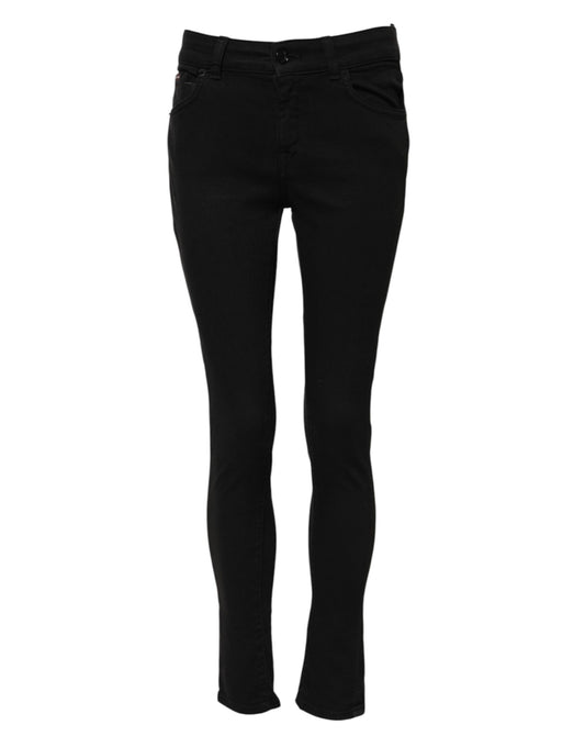 Dolce &amp; Gabbana Black Cotton Skinny Mid Waisted Denim Jeans