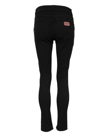 Dolce &amp; Gabbana Black Cotton Skinny Mid Waisted Denim Jeans