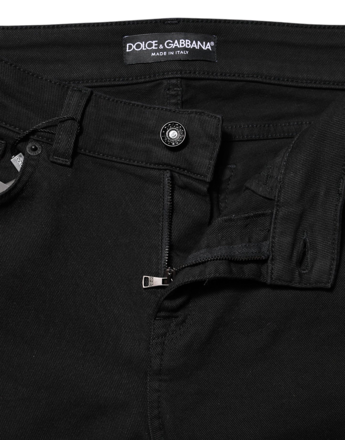 Dolce &amp; Gabbana Black Cotton Skinny Mid Waisted Denim Jeans