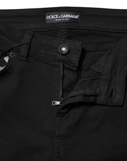 Dolce &amp; Gabbana Black Cotton Skinny Mid Waisted Denim Jeans