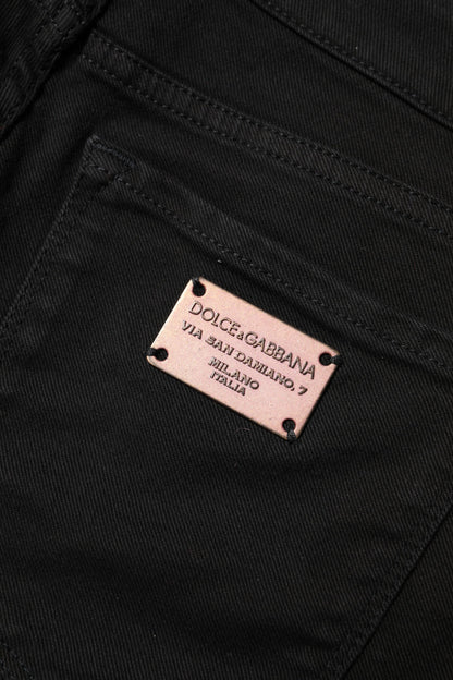 Dolce &amp; Gabbana Black Cotton Skinny Mid Waisted Denim Jeans