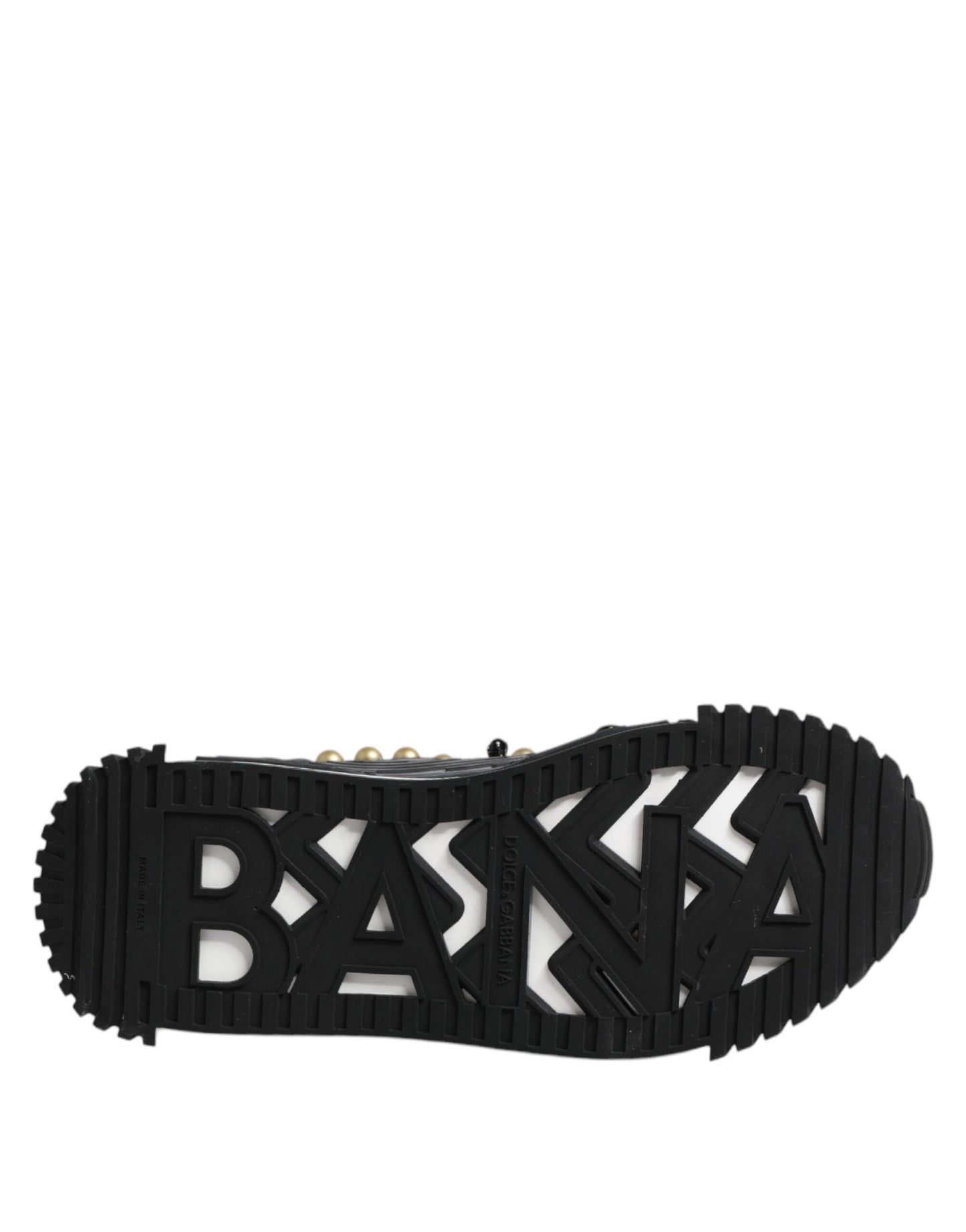 Dolce &amp; Gabbana Black Leather Studded Ankle Strap Sandals Shoes