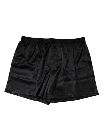 Dolce &amp; Gabbana Black Silk Regular Men Boxer Shorts Underwear