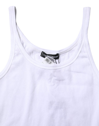 Dolce &amp; Gabbana White Sleeveless Round Neck Men Tank T-shirt