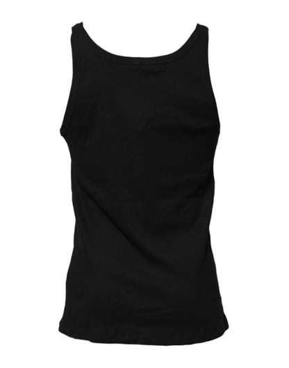 Dolce &amp; Gabbana Black Cotton Sleeveless Underwear Tank T-shirt