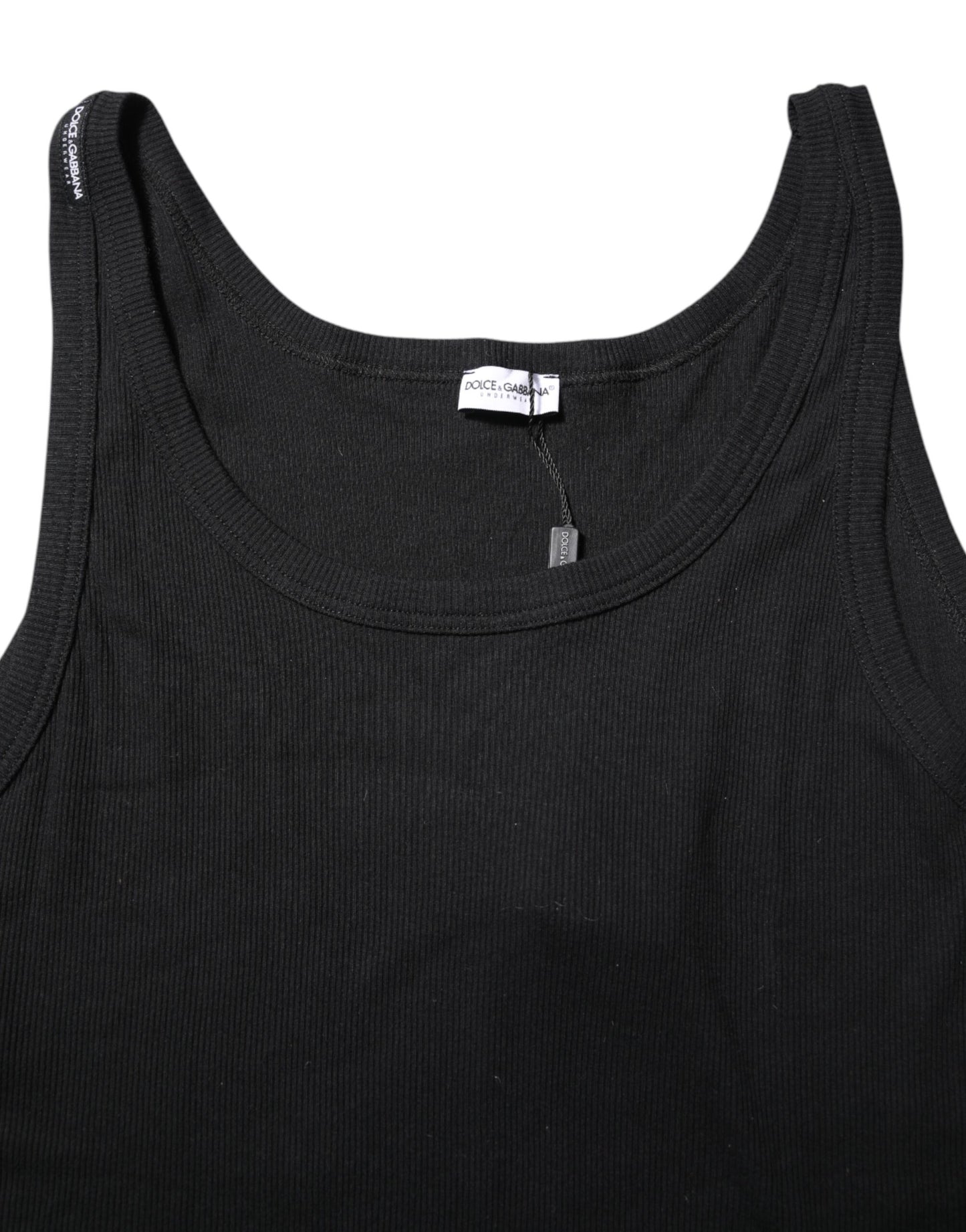 Dolce &amp; Gabbana Black Cotton Sleeveless Underwear Tank T-shirt