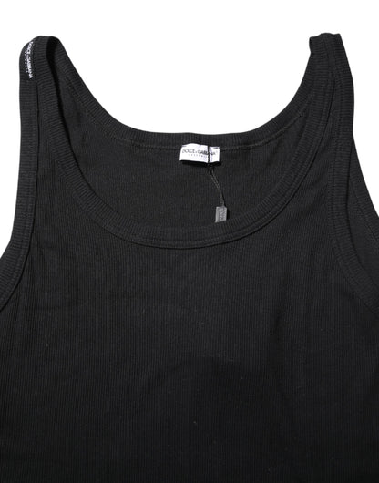 Dolce &amp; Gabbana Black Cotton Sleeveless Underwear Tank T-shirt