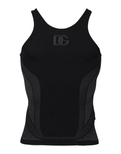Dolce &amp; Gabbana Black Nylon Sleeveless Underwear Tank T-shirt