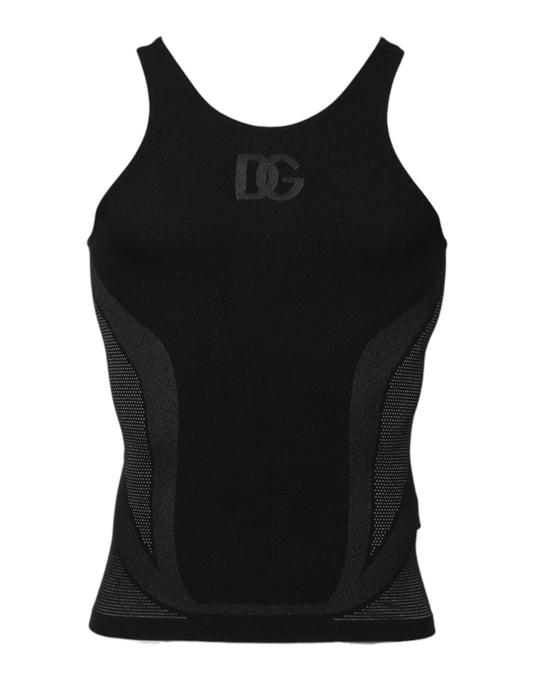 Dolce &amp; Gabbana Black Nylon Sleeveless Underwear Tank T-shirt