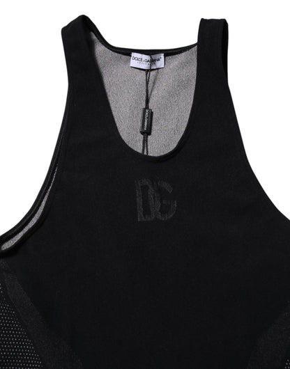 Dolce &amp; Gabbana Black Nylon Sleeveless Underwear Tank T-shirt