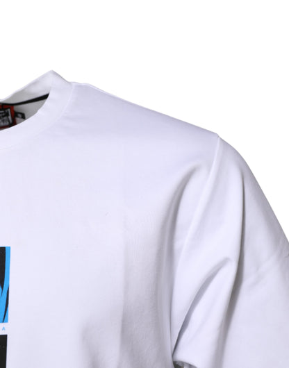 Dolce &amp; Gabbana White Cotton Crew Neck Graphic Print T-shirt
