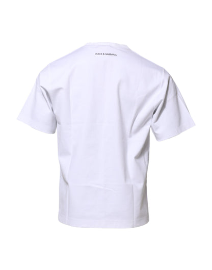 Dolce &amp; Gabbana White Cotton Crew Neck Graphic Print T-shirt