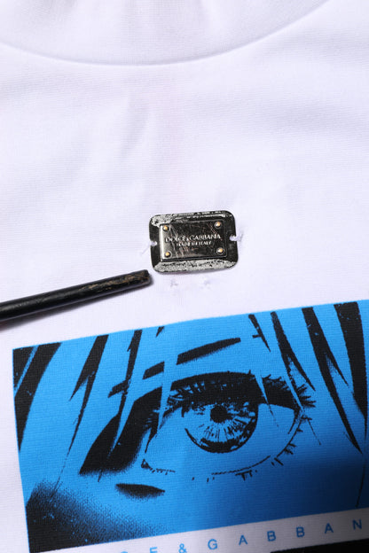 Dolce &amp; Gabbana White Cotton Crew Neck Graphic Print T-shirt