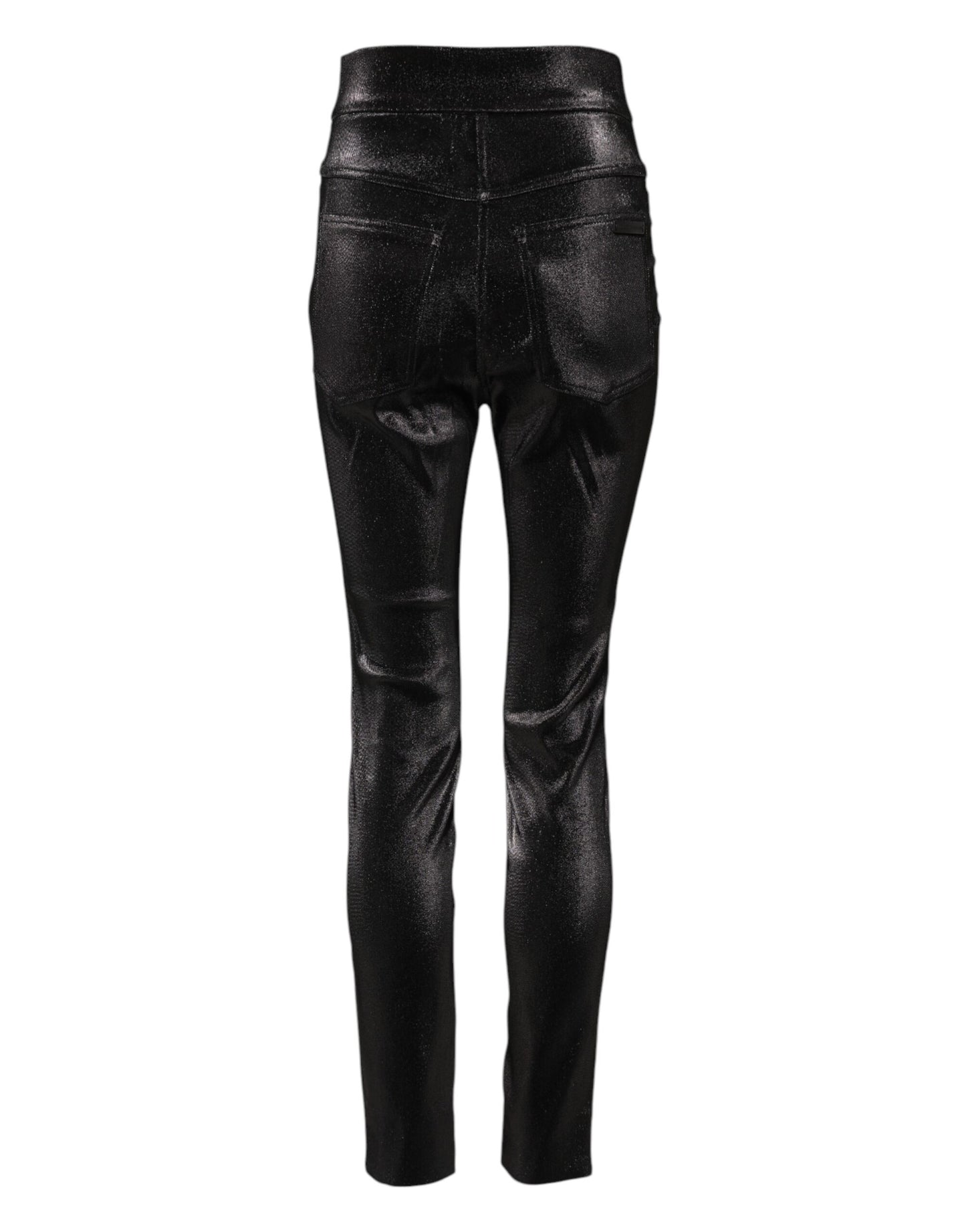 Dolce &amp; Gabbana Black Cotton Stretch Silver Lurex Thread Pants