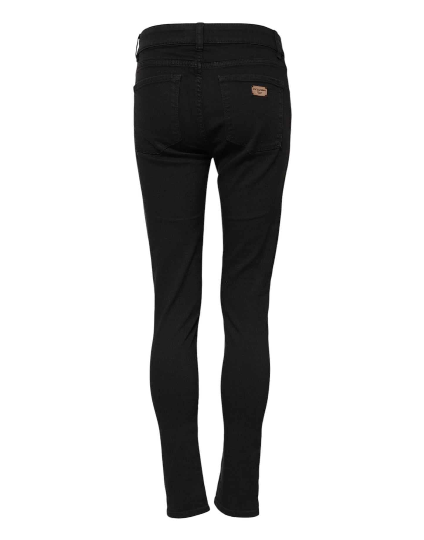 Dolce &amp; Gabbana Black Cotton Skinny Mid Waist Denim Jeans